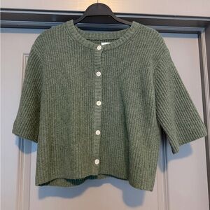 Aerie Olive Button-Up Cardigan
